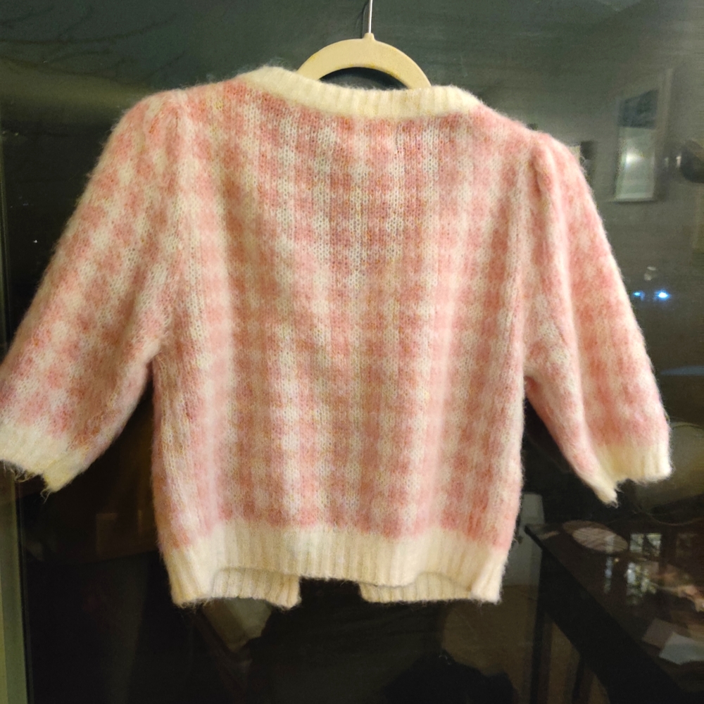 Rouje Ronny pink checkered cardigan (size 34 = XS) NwoT - Picture 3 of 5